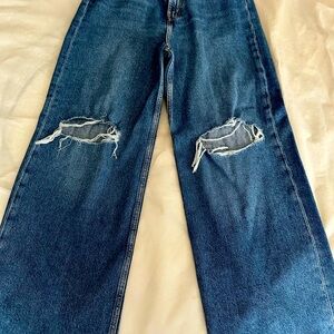 Levi’s wide leg with ripped knees